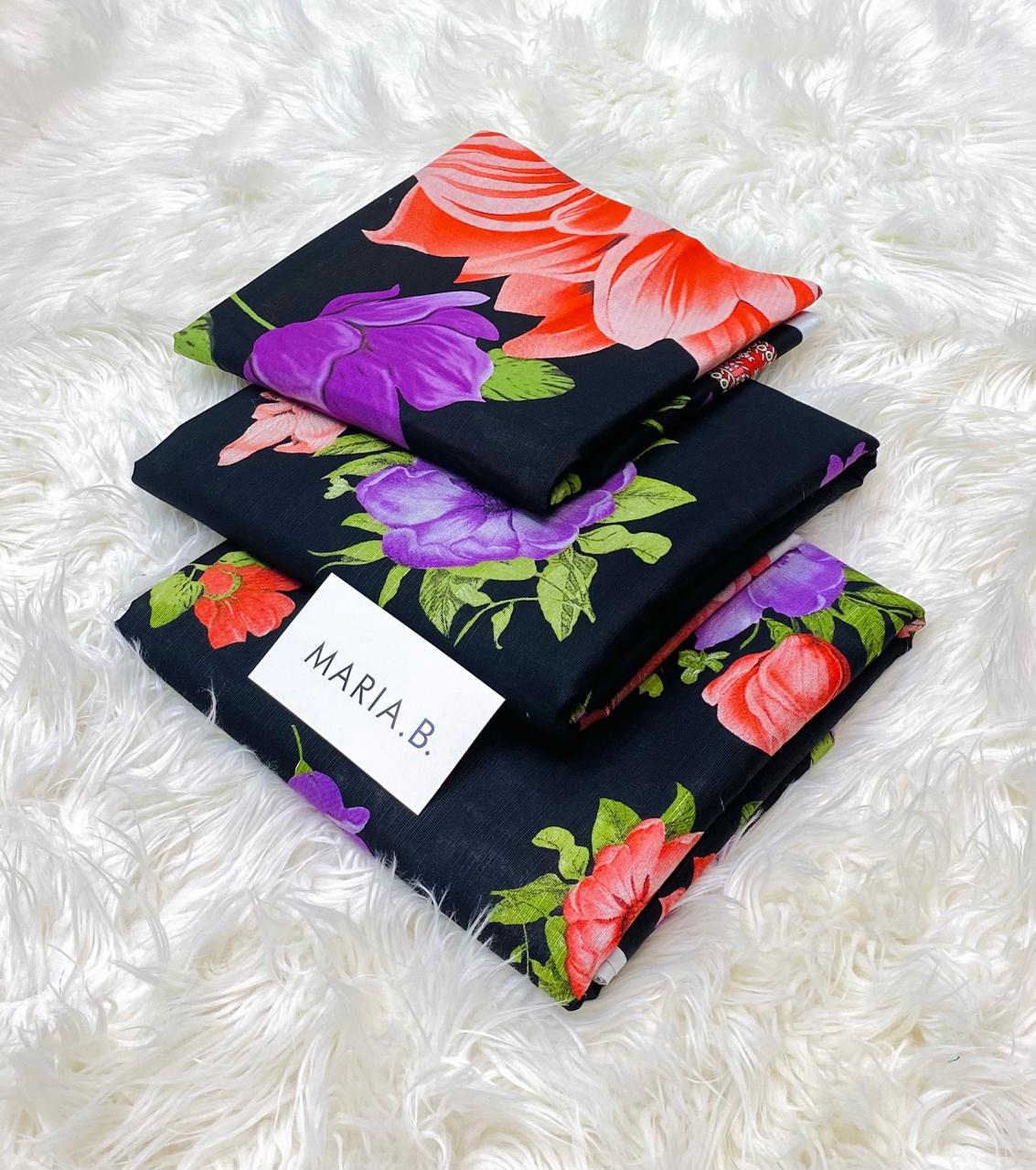 Maria B Kaddar 3-Piece Unstitched Allover Digital Printed With Voil Khaddar Duppata