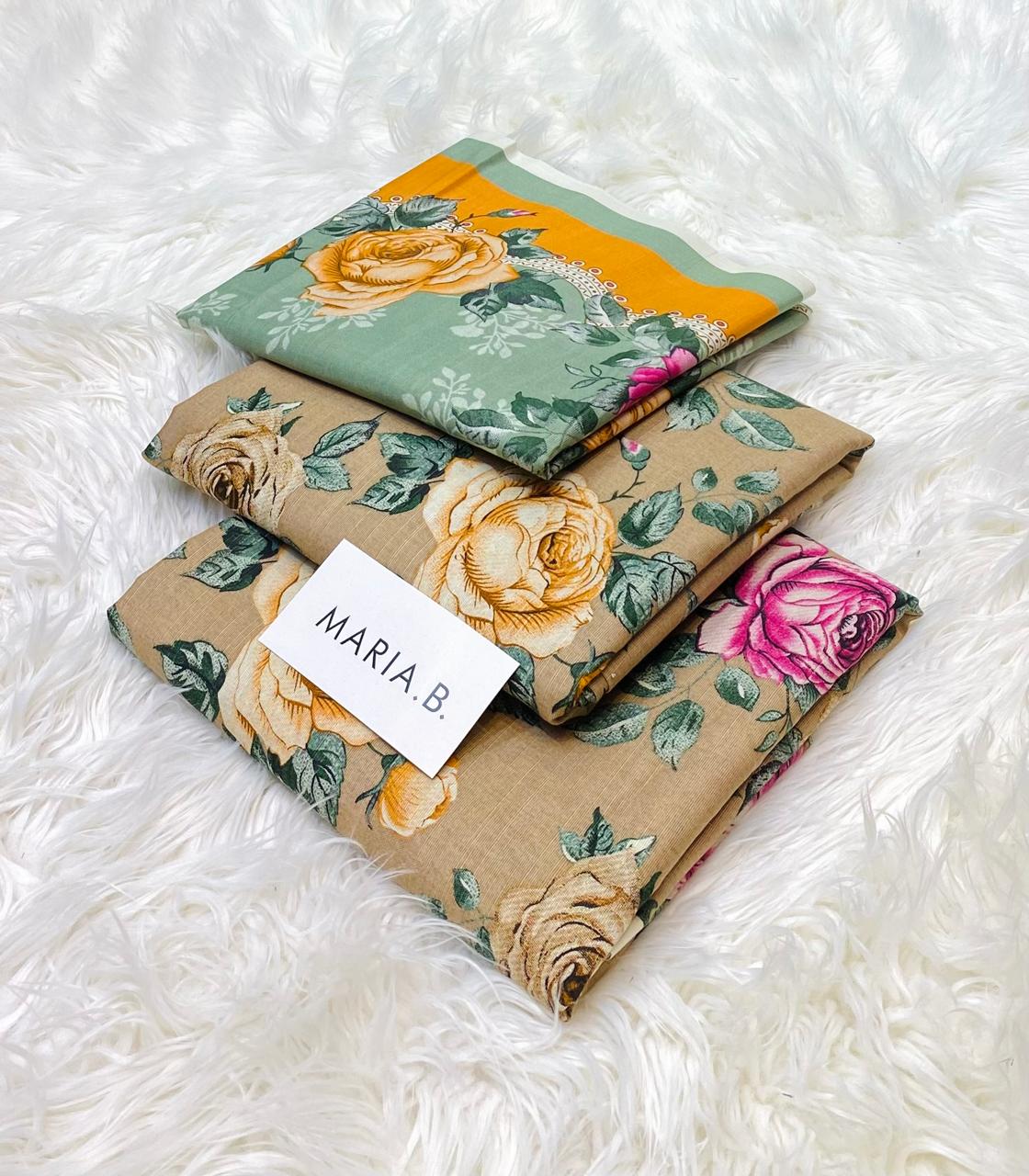 Maria B Kaddar 3-Piece Unstitched Allover Digital Printed With Voil Khaddar Duppata