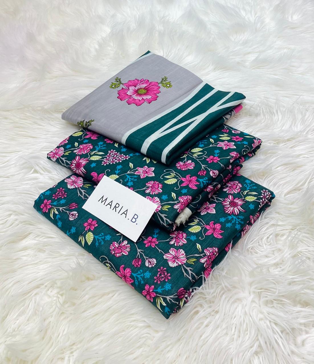 Maria B Kaddar 3-Piece Unstitched Allover Digital Printed With Voil Khaddar Duppata