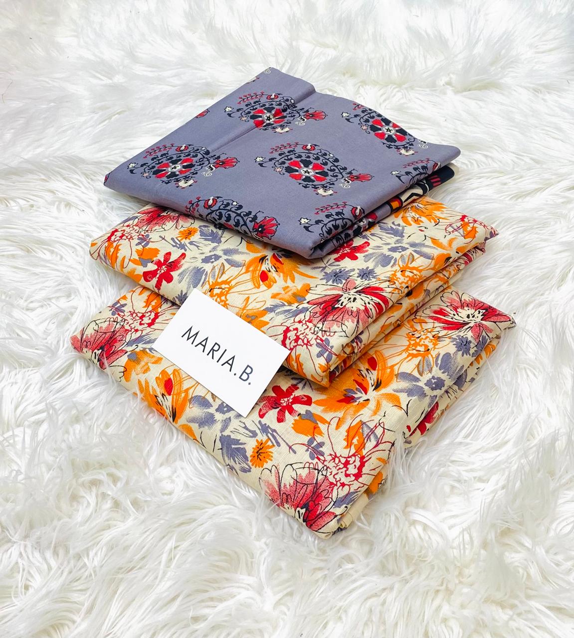 Maria B Kaddar 3-Piece Unstitched Allover Digital Printed With Voil Khaddar Duppata