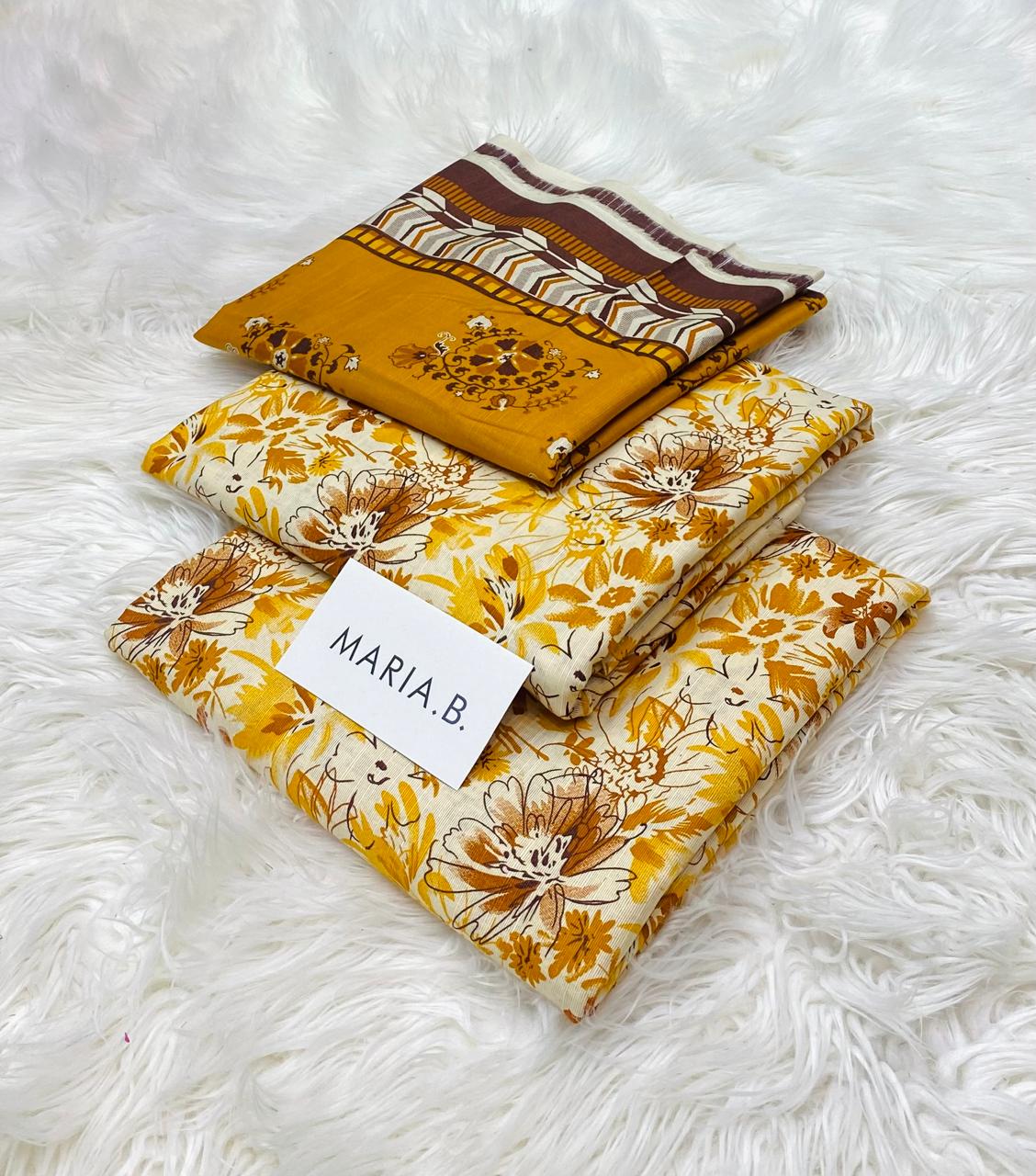 Maria B Kaddar 3-Piece Unstitched Allover Digital Printed With Voil Khaddar Duppata