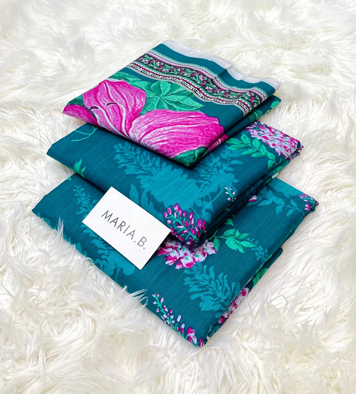 Maria B Kaddar 3-Piece Unstitched Allover Digital Printed With Voil Khaddar Duppata