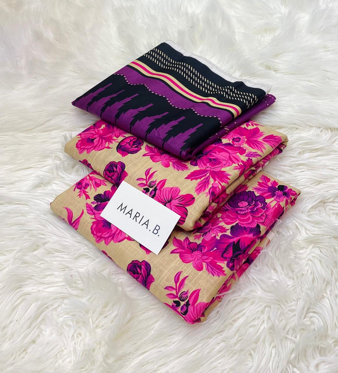 Maria B Kaddar 3-Piece Unstitched Allover Digital Printed With Voil Khaddar Duppata