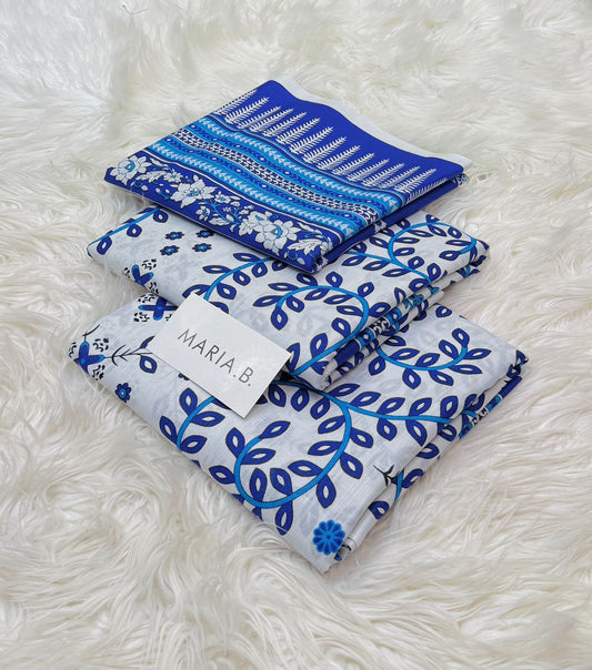 Maria B Kaddar 3-Piece Unstitched Allover Digital Printed With Voil Khaddar Duppata