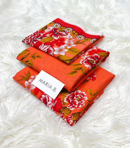 Maria B Kaddar 3-Piece Unstitched Allover Digital Printed With Voil Khaddar Duppata