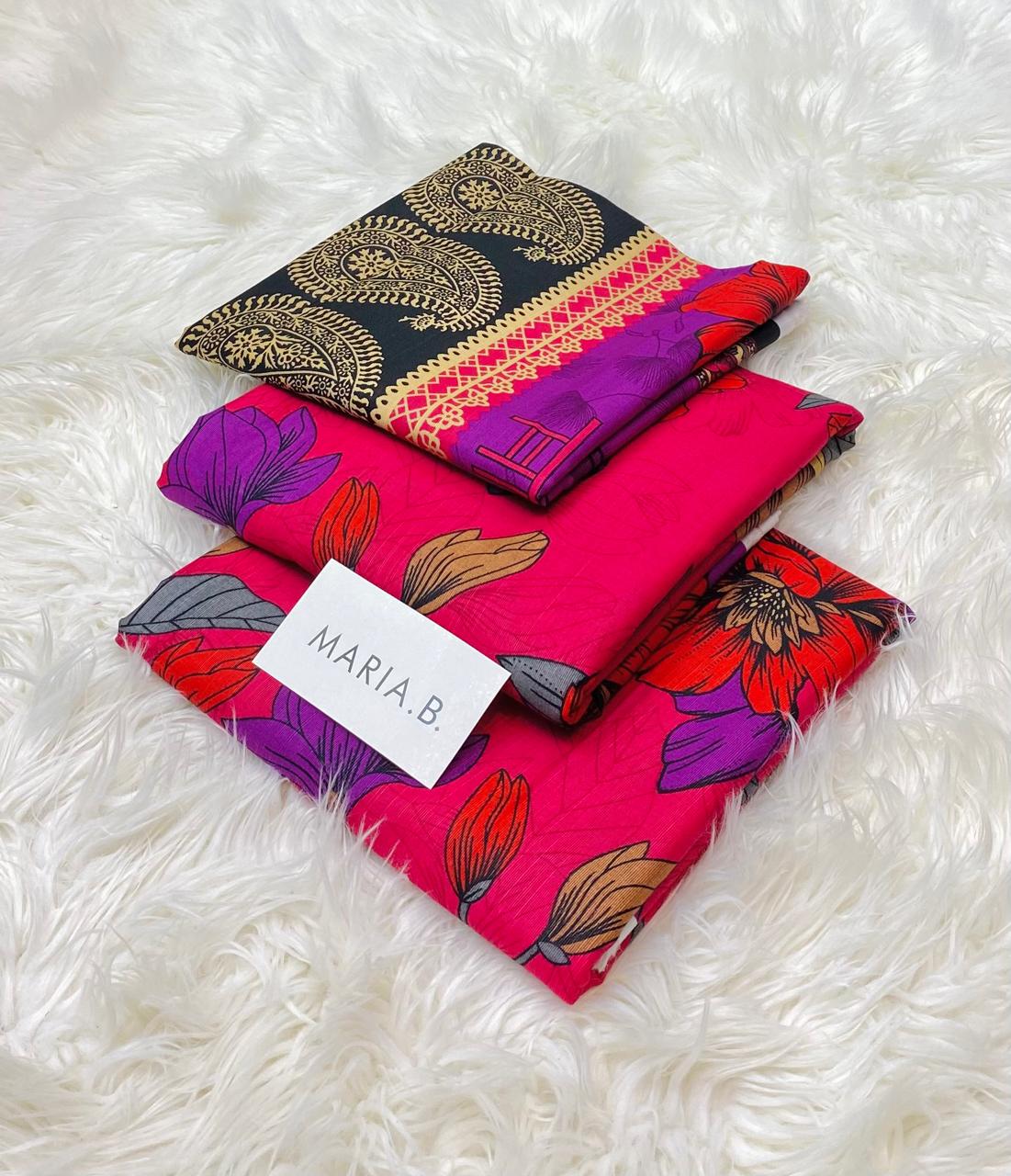 Maria B Kaddar 3-Piece Unstitched Allover Digital Printed With Voil Khaddar Duppata